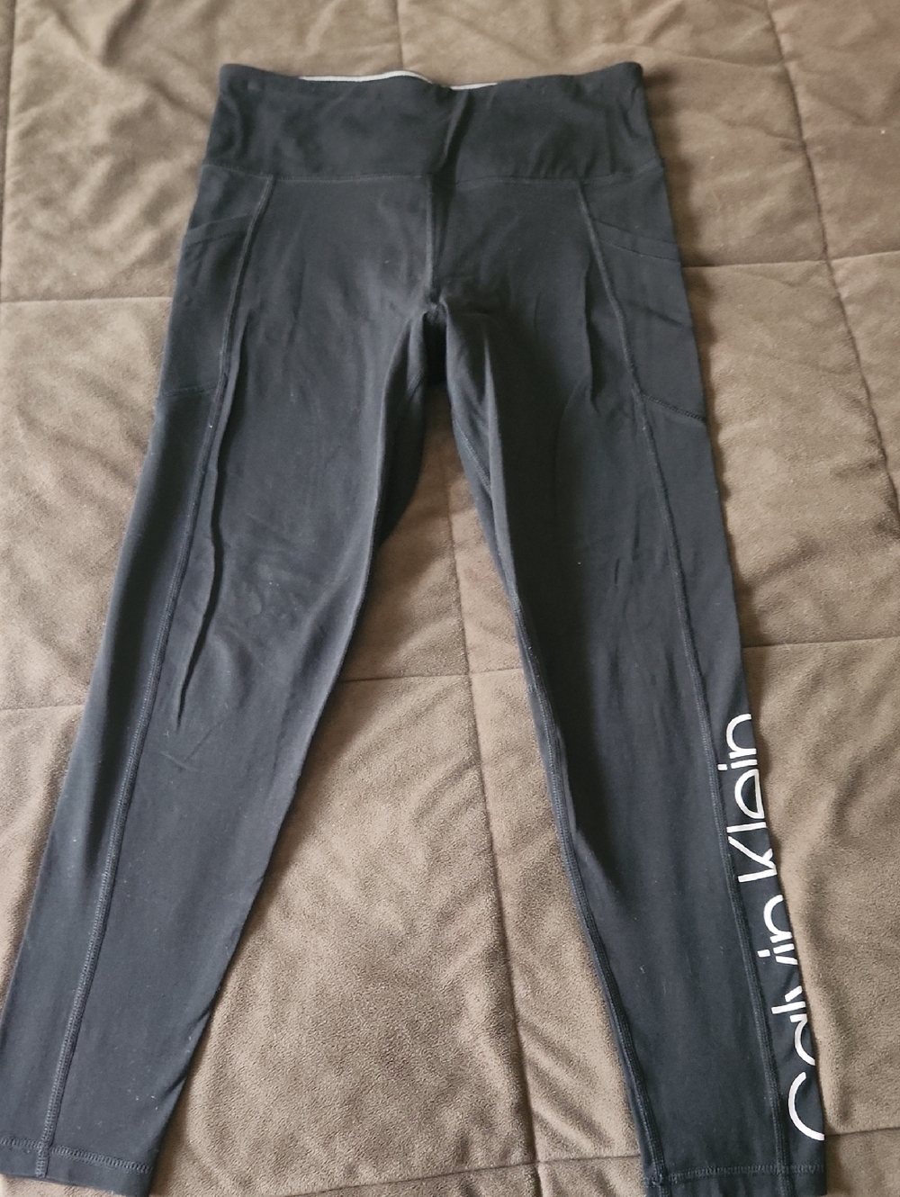 Calvin Klein Black Leggings with White Logo